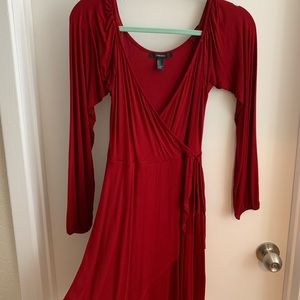 Forever 21 Red Low Cut Wrap Dress